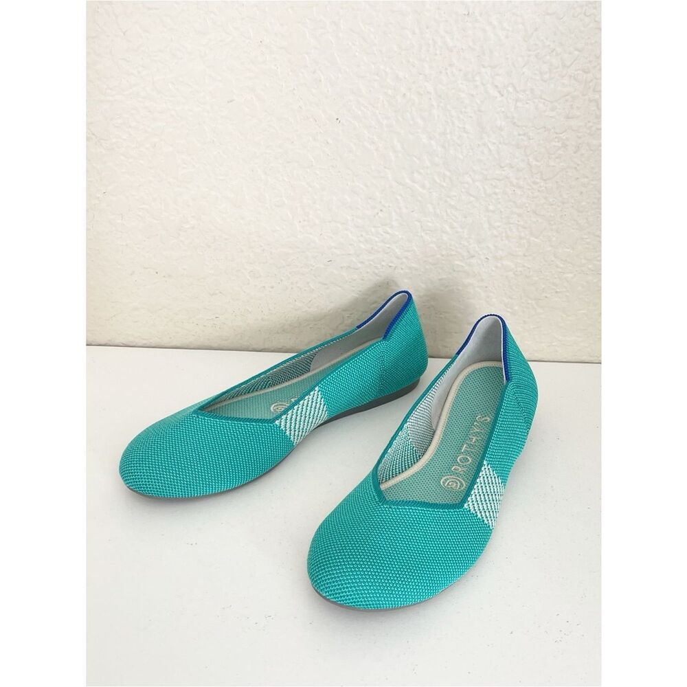Rothy's Calypso Rare Retired Ballet Flat washable round-toe shoes in Teal - Picture 9 of 9
